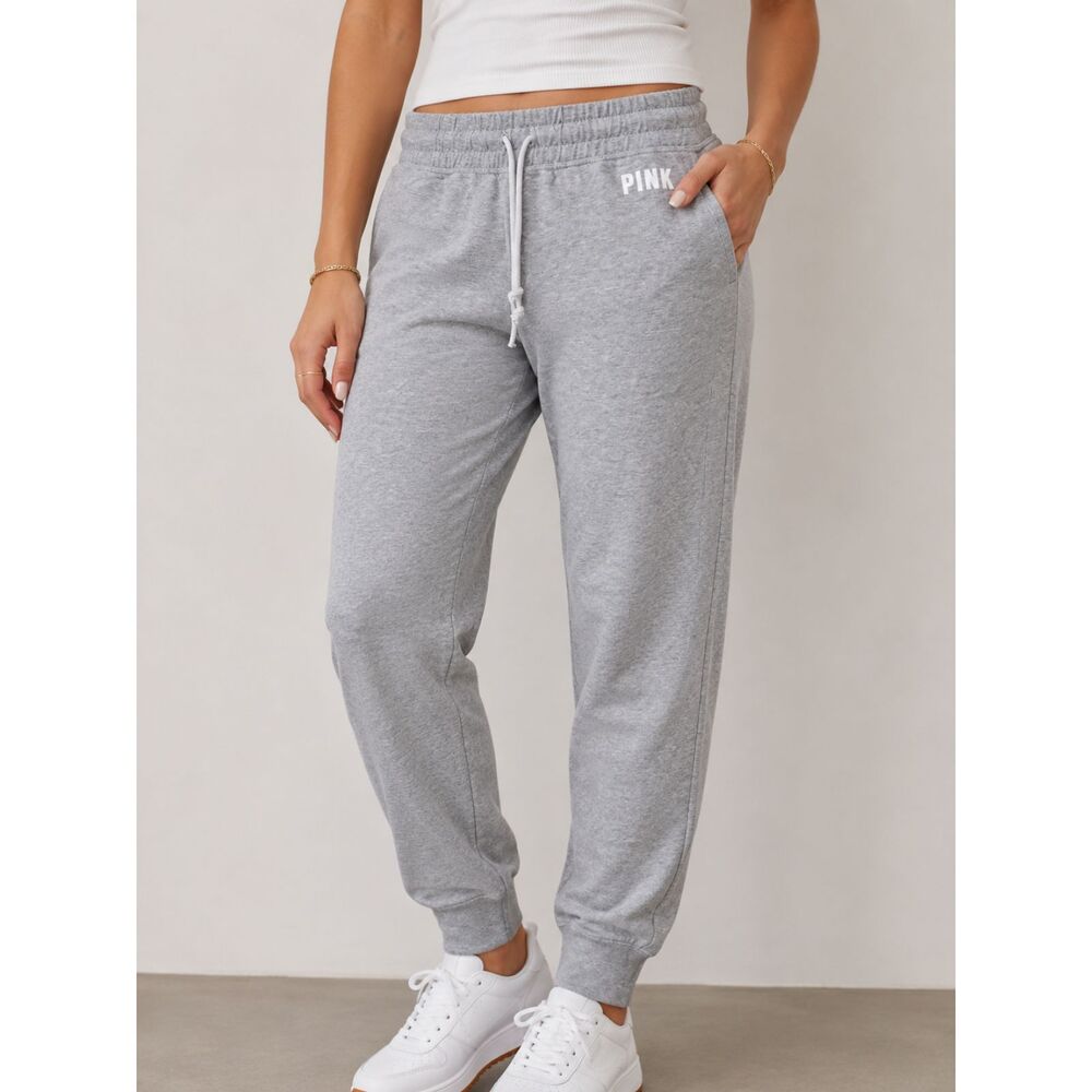 PINK Victoria’s Secret High Waist Campus Jogger Gray Sweatpants M Lounge Comfy